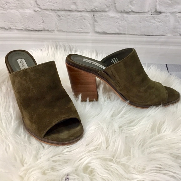 Steve Madden Shoes - Steve Madden Krizia olive suede leather mule